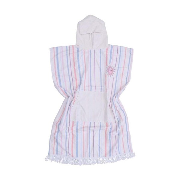 LVD Blue/Pink Stripe Adult Microfibre Poncho Towel W/ Pockets 80x110cm