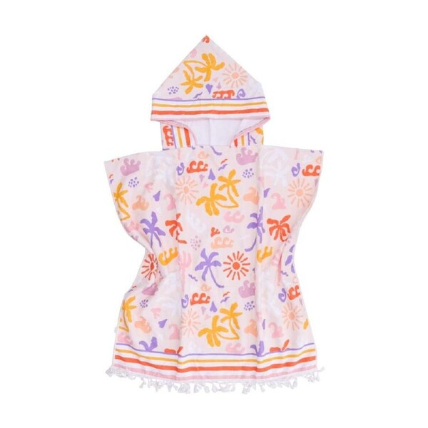 LVD Kids Multicoloured Summer Print Microfibre Poncho Towel W/ Pockets 70x70cm