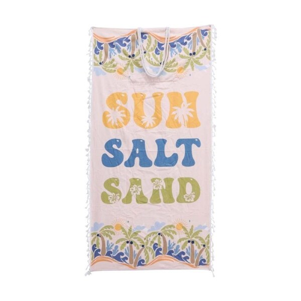 LVD 2-in-1 Surf Salt Sand Blue Kids Microfibre Towel & Tote Bag 70x140cm