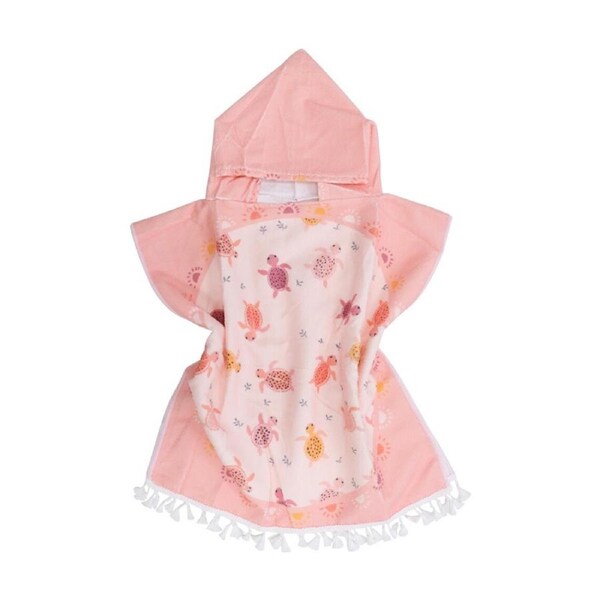 LVD Toddler/Children Microfibre Towel Poncho Pink Turtles 50x50cm