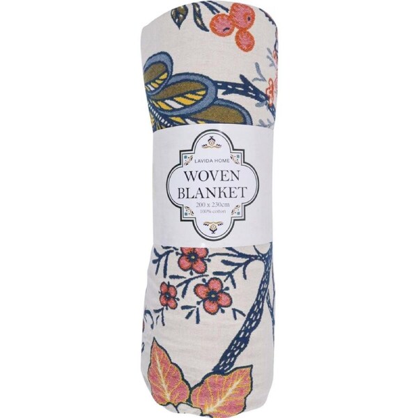 LVD Willow Lush Botanic Floral Cotton Blanket/Throw Home Decor 230x200cm
