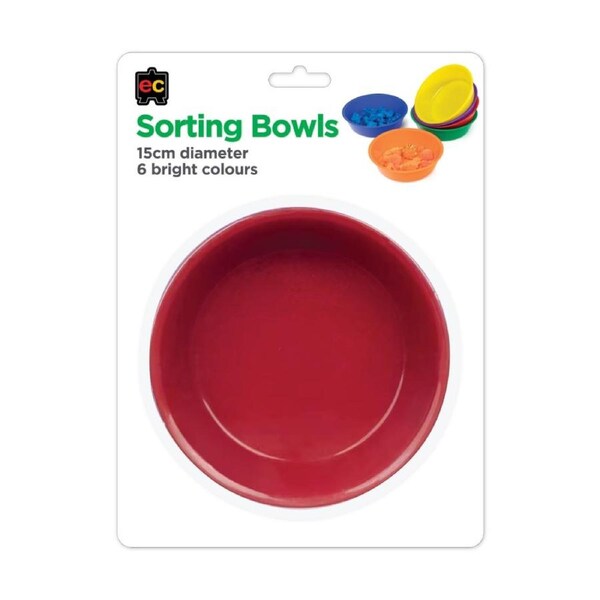 6pc Educational Colours Plastic Painting and Sorting Bowls 15cm 2y+ Assorted
