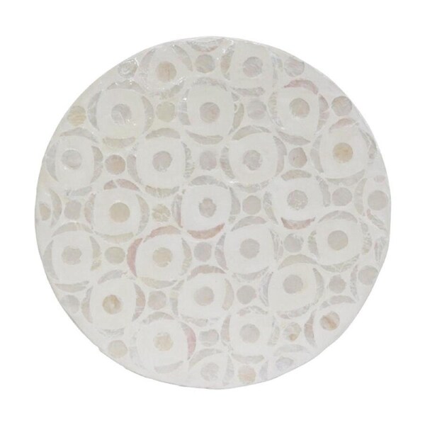 LVD Circle Shell & Bamboo Home Decorative Mat Coastal Decor 25x25cm