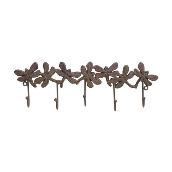 LVD Five Dragonfly Metal Hooks Home Wall Decoration 37.5x12x3.5cm