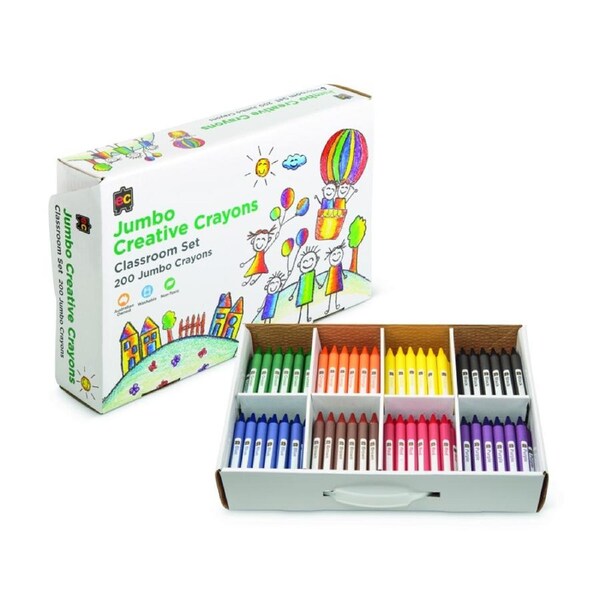 200pc Educational Colours Jumbo Creative Kids Classroom Crayons Set 3y+