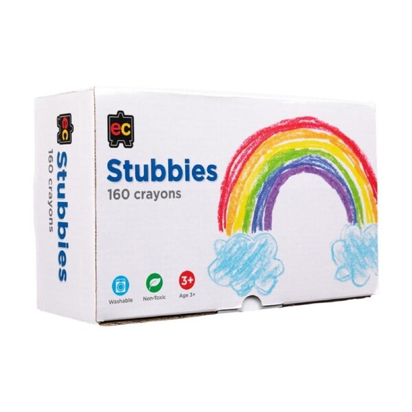 160pc Educational Colours Stubbie Kids Classroom Crayons Box 3y+