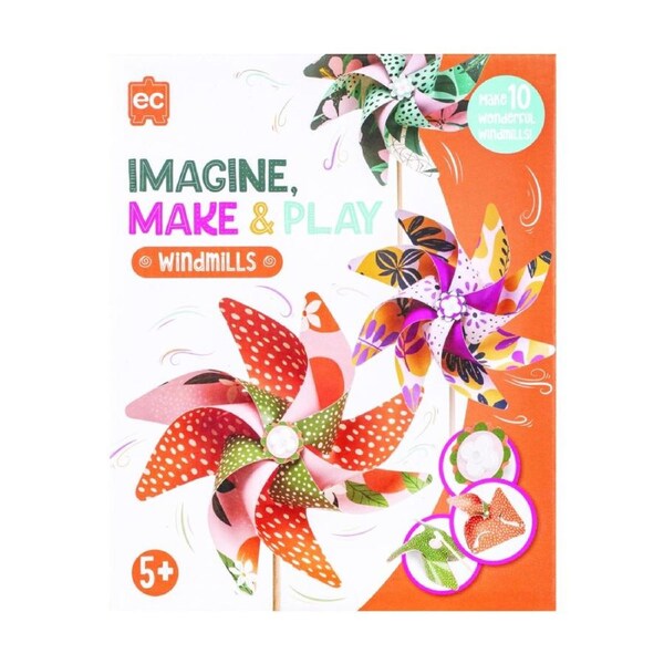 10pc Educational Colours Imagine Make & Play Wonderful Windmills Kids Pack 5y+