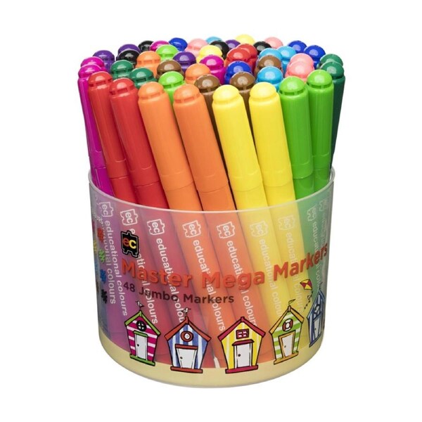 48pc Educational Colours Master Mega Markers Tub Pack Kids 3y+