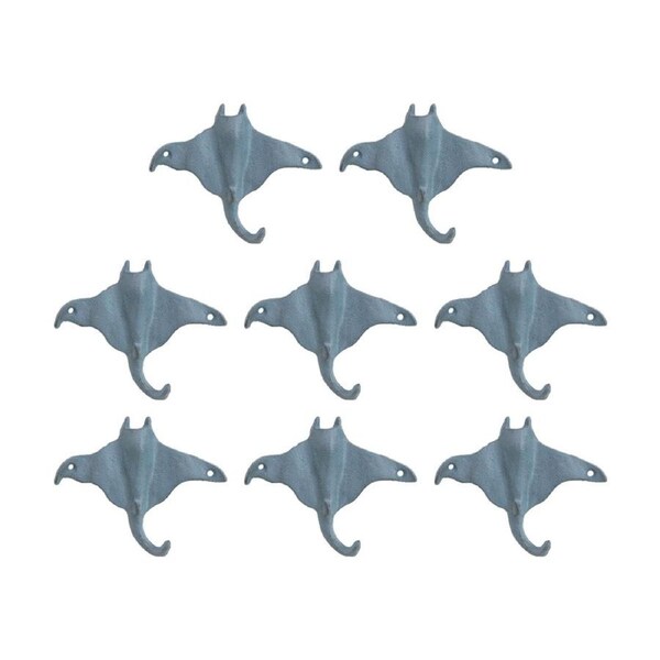 8PK LVD Single Blue Stingray Wall Decoration Hook Coastal Home Decor 16x3x13cm