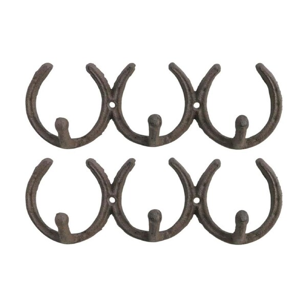 2PK LVD Triple Horseshoe Hook Wall Decoration Rustic Decor 23x4x7.5cm