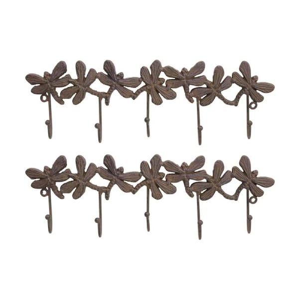 2PK LVD Five Dragonfly Metal Hooks Home Wall Decoration 37.5x12x3.5cm