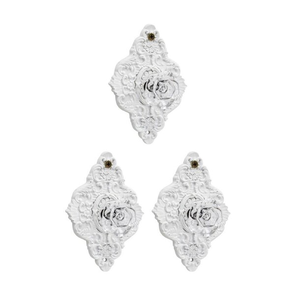 3PK LVD Hermosa Diamond White Resin Hook Home Wall Decoration 9.5x5x14cm