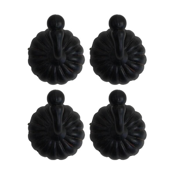 4PK LVD Chloe Dark Black Resin Flower Hook Home Wall Decoration 5x5.2x6cm