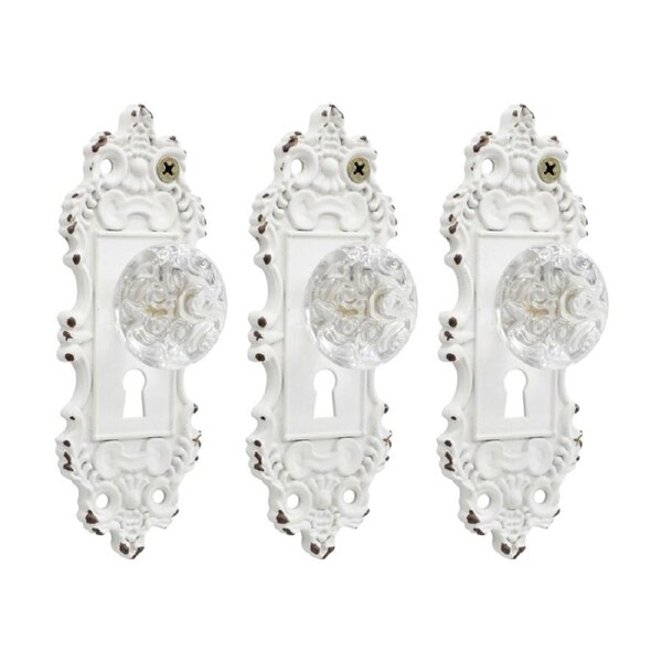3PK LVD Clara White Vintage Hook Home Wall Decoration 5x3.5x14.5