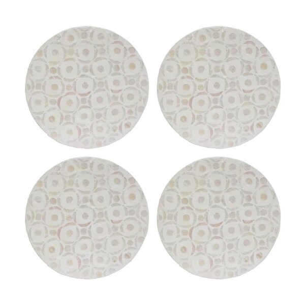 4PK LVD Circle Shell & Bamboo Home Decorative Mat Coastal Decor 25x25cm