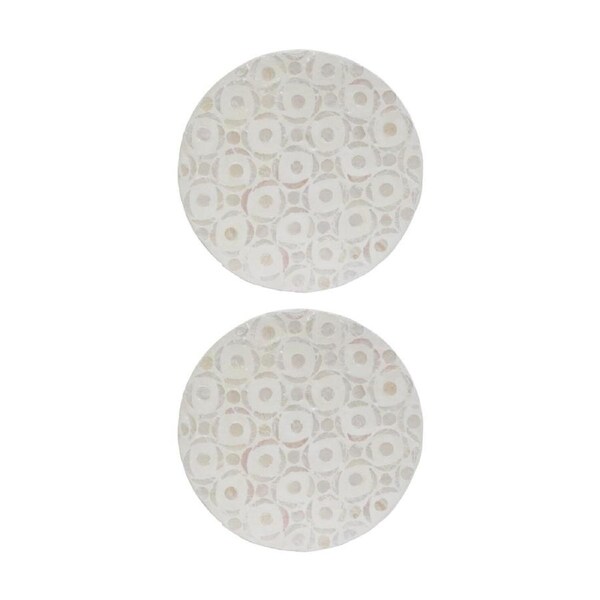 2PK LVD Circle Shell & Bamboo Home Decorative Mat Coastal Decor 25x25cm