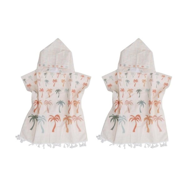 2PK LVD Toddler/Children Microfibre Towel Poncho Palm Row 50x50cm