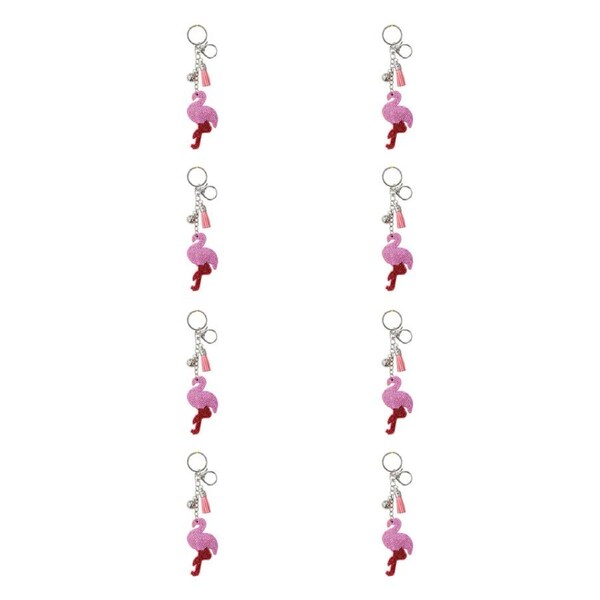 8PK LVD Kids Pink Flamingo Keyring/Bag Hanger Accessory 4.5x8.5x2cm