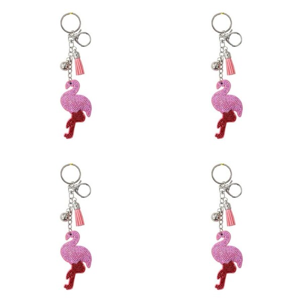 4PK LVD Kids Pink Flamingo Keyring/Bag Hanger Accessory 4.5x8.5x2cm