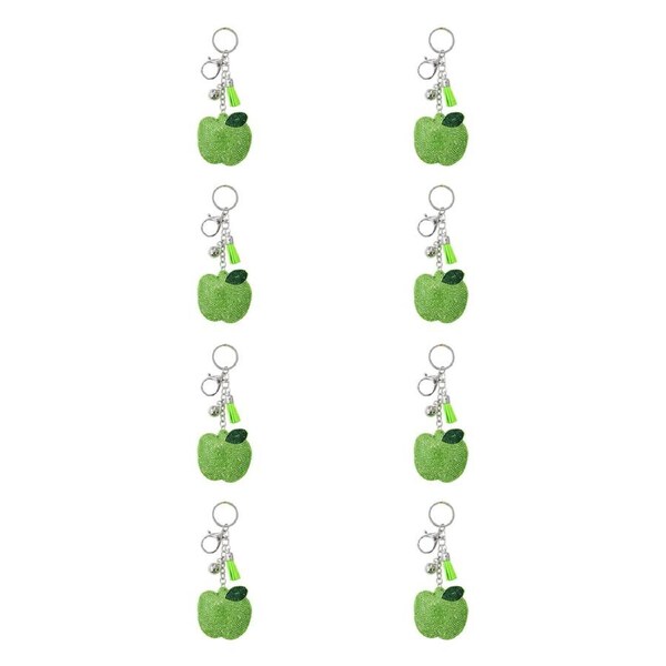 8PK LVD Kids Sparkly Green Apple Keyring/Bag Hanger Accessory 6x6x2.5cm