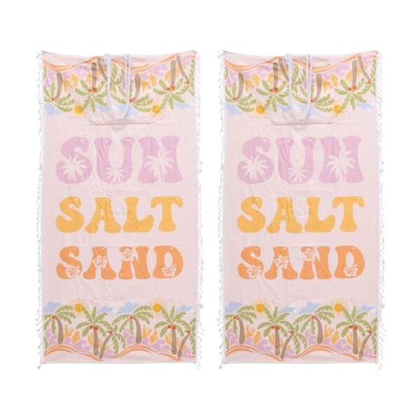 2PK LVD 2-in-1 Surf Salt Sand Pink Kids Microfibre Towel & Tote Bag 70x140cm