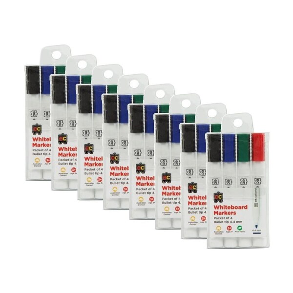 8x 4pc Educational Colours Whiteboard Thick Coloured Marker 4.4mm 3y+ Assorted