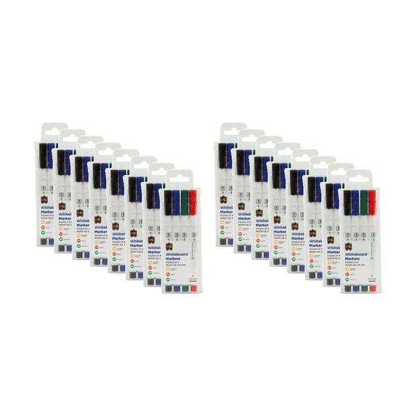 16x 4pc Educational Colours Whiteboard Thin Coloured Marker Kids 3y+ Assorted