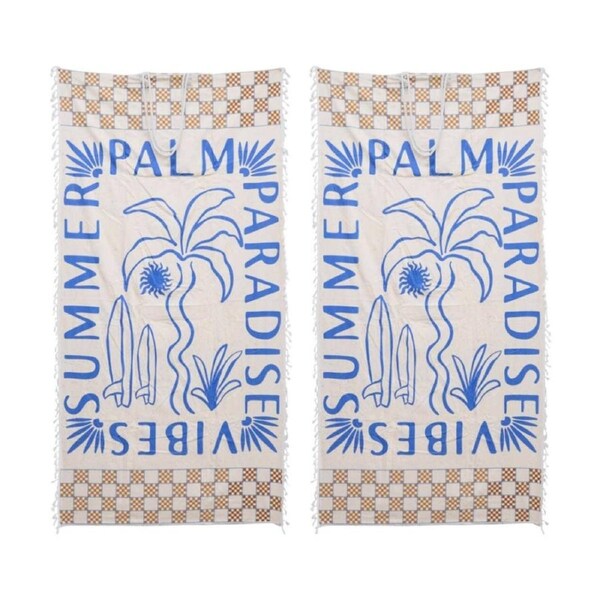 2PK LVD 2-in-1 Palm Paradise Summer Vibes Microfibre Beach Towel & Bag 90x180cm