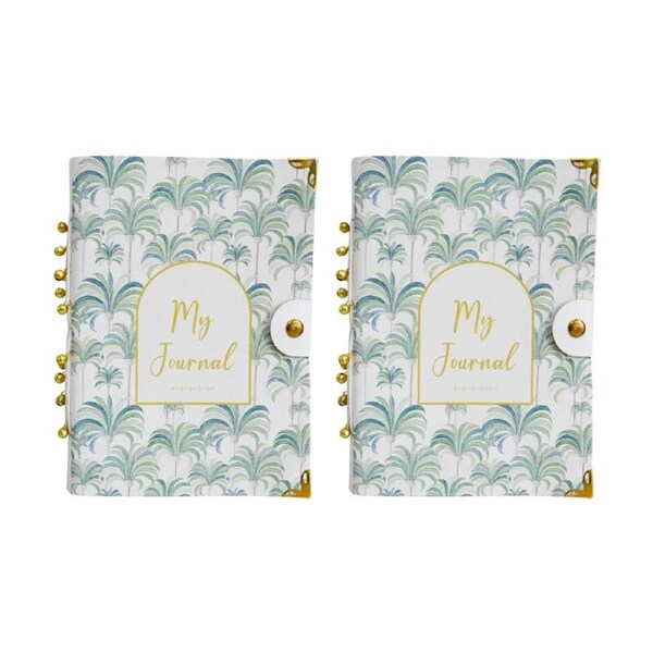 2PK LVD Leather Palm Tree My Journal Writing Notebook Blue/Green 13x18cm