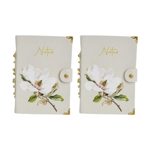 2PK LVD Leather Magnolia Flower Writing Notebook Journal 13x18cm