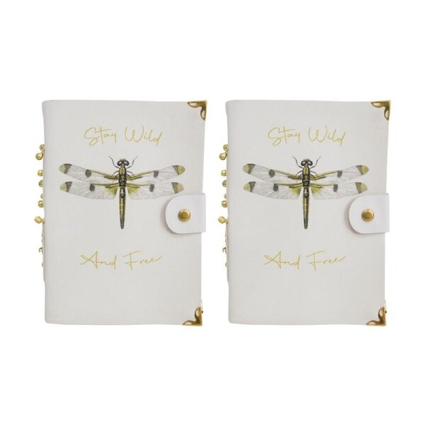2PK LVD Leather Notebook Journal With Stay WIld & Free Dragonfly 13x18cm