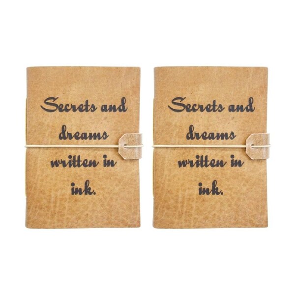 2PK LVD Brown Leather Written In Ink Writing Notebook Journal 13x18cm