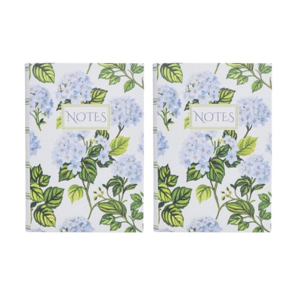 2PK LVD Textured Cover Notebook Journal W/ Medium Hydrangeas 21.5x15x2cm