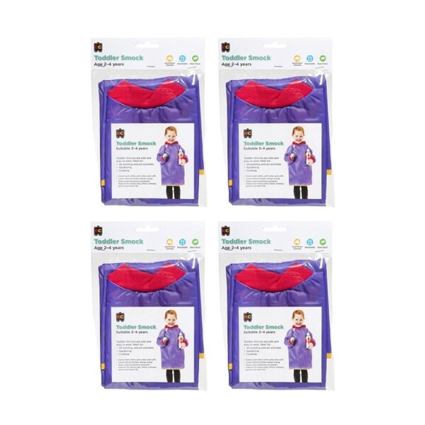 4PK Educational Colours Toddler Paint Artist Smock Apron Purple 2-4y