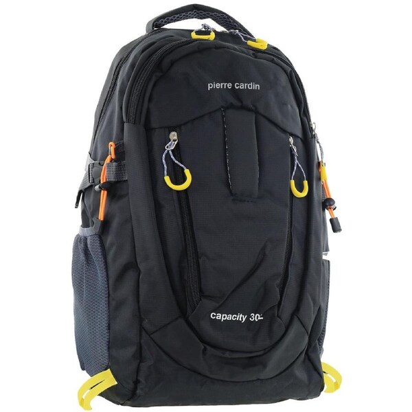 Pierre Cardin Mens 30L Nylon Adventure Backpack Bag Travel Hiking in Black