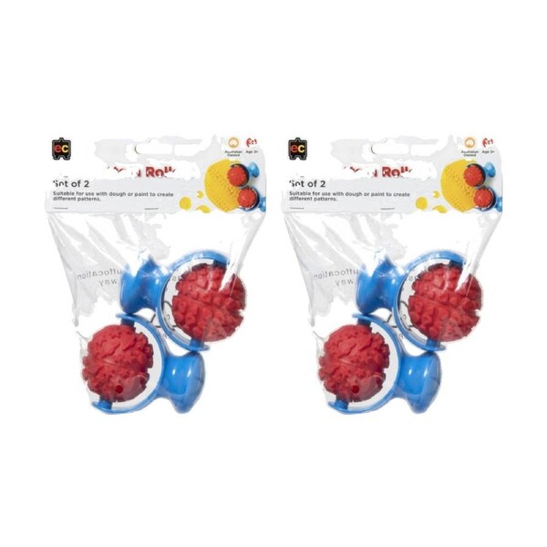 2x 2pc Educational Colours Palm Pattern Paint Rollers Set Kids Art/Craft 3y+