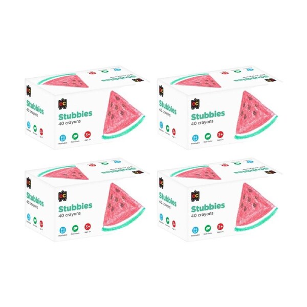 4x 40pc Educational Colours Stubbies Kids Classroom Crayons Box 3y+