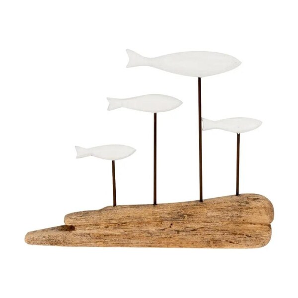 Kiln-Dried Timber Spat Fish Indoor/Outdoor Home Decor Ornament 22x17x3cm