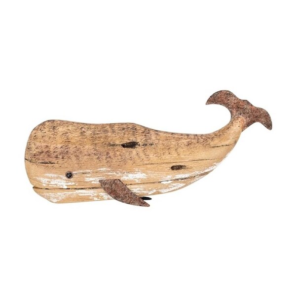 Medium Timber Whale Indoor/Outdoor Coastal Home Decor Ornament 32.5x13x5.5cm