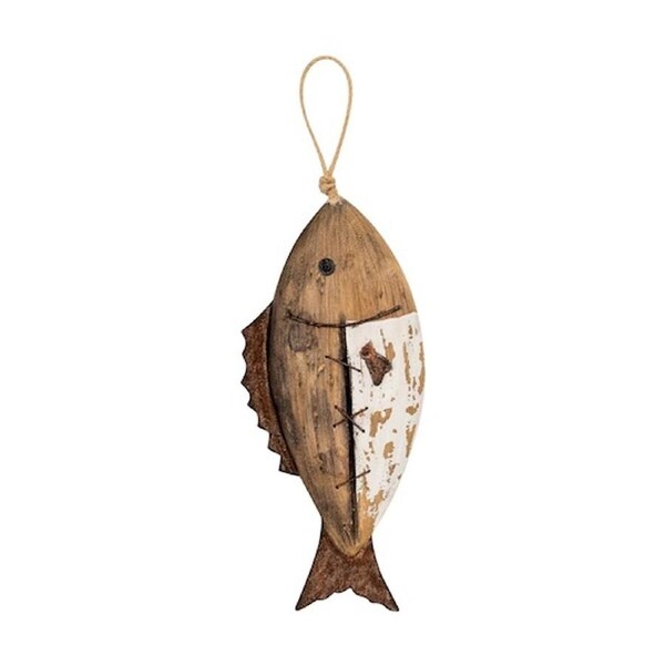 Timber Fish Indoor/Outdoor Coastal Home Decor Hanging Ornament 30x12x4cm