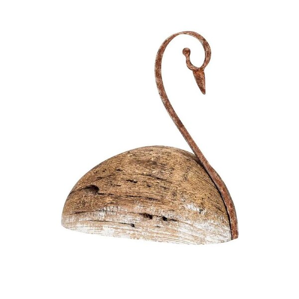 Large Swan Indoor/Outdoor Timber Home Decor Sculpture 26.5x24.5x11cm
