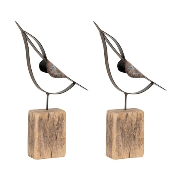 2PK Medium Timber Kingfisher Indoor/Outdoor Home Decor Ornament 26.5x14x4cm
