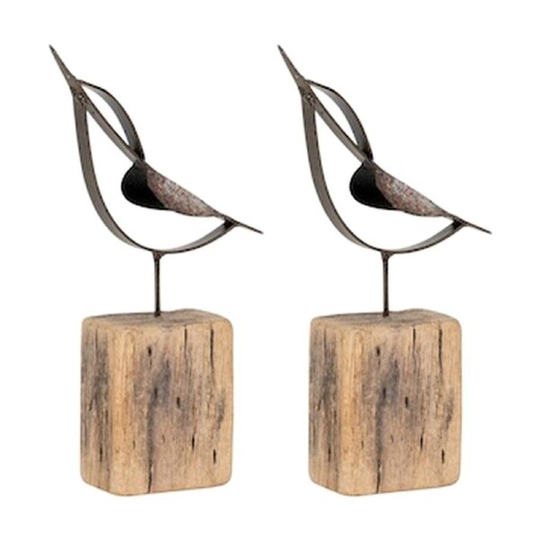 2PK Small Timber Kingfisher Indoor/Outdoor Home Decor Ornament 19.5x9.5x4cm
