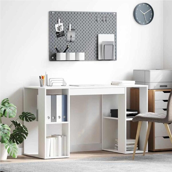 Desk with Shelf White 130 x 50.5 x 75 cm Engineered Wood vidaXL