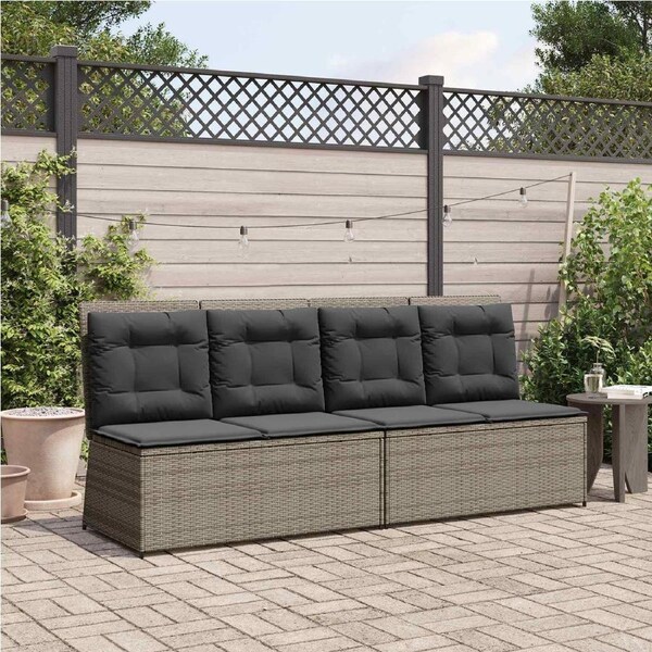 Garden Bench Grey Poly Rattan vidaXL