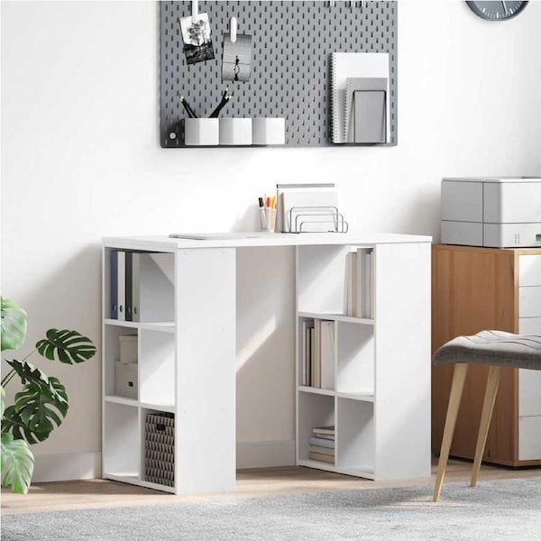 Desk with Shelf White 90 x 50 x 75 cm Engineered Wood vidaXL