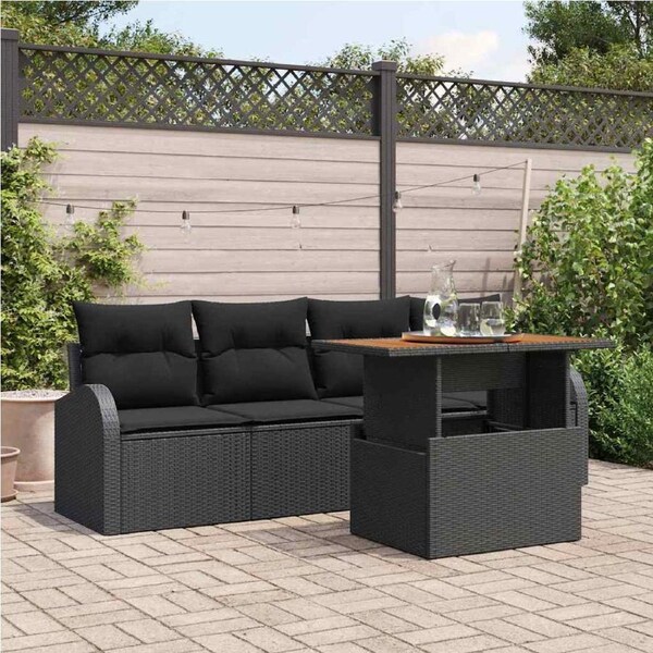 Garden Sofa Set with Cushion Manual 5 pcs Black vidaXL