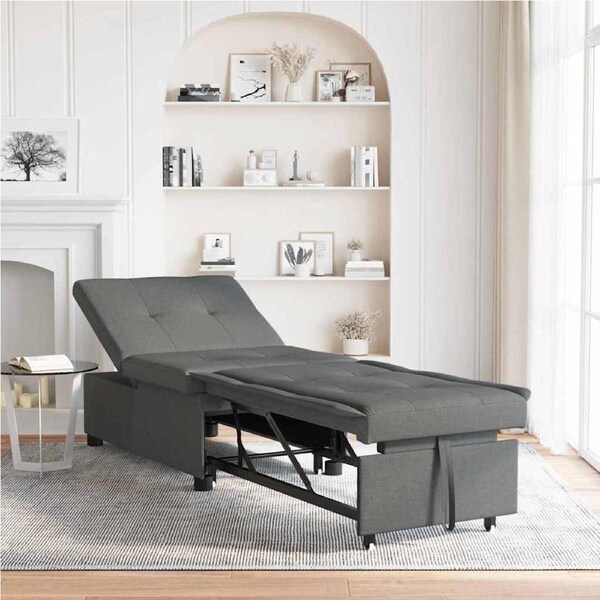 Pull Out Sofa Bed Dark Grey 194 x 50 x 82 cm Fabric vidaXL