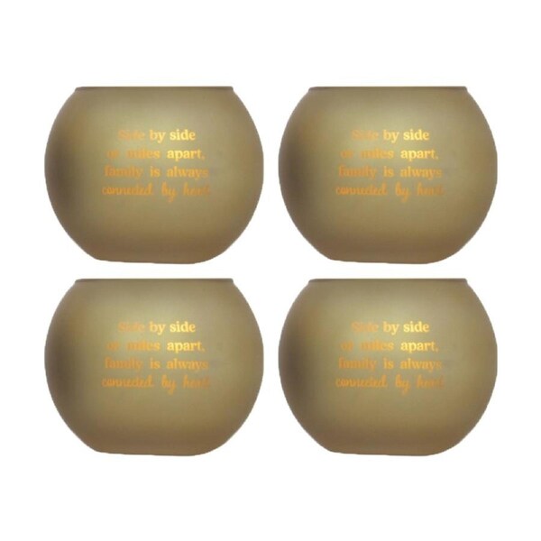 4PK Love & Light Family Tea Soy Candle Holder Home Decoration Gift Gold Glass