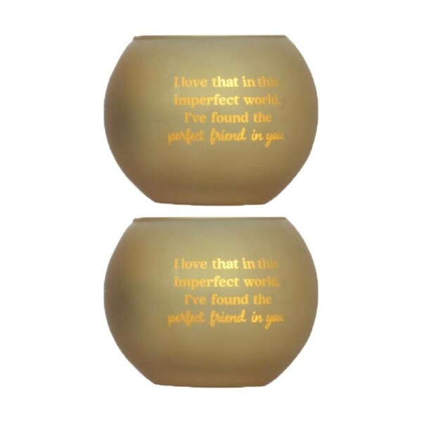 2PK Love & Light Friend Tea Soy Candle Holder Home Decoration Gift Gold Glass